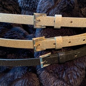 3 Belts! Sparkling Gold, Silver and Black Belts